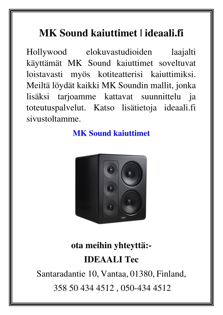 mk sound kaiuttimet ideaali fi n.w