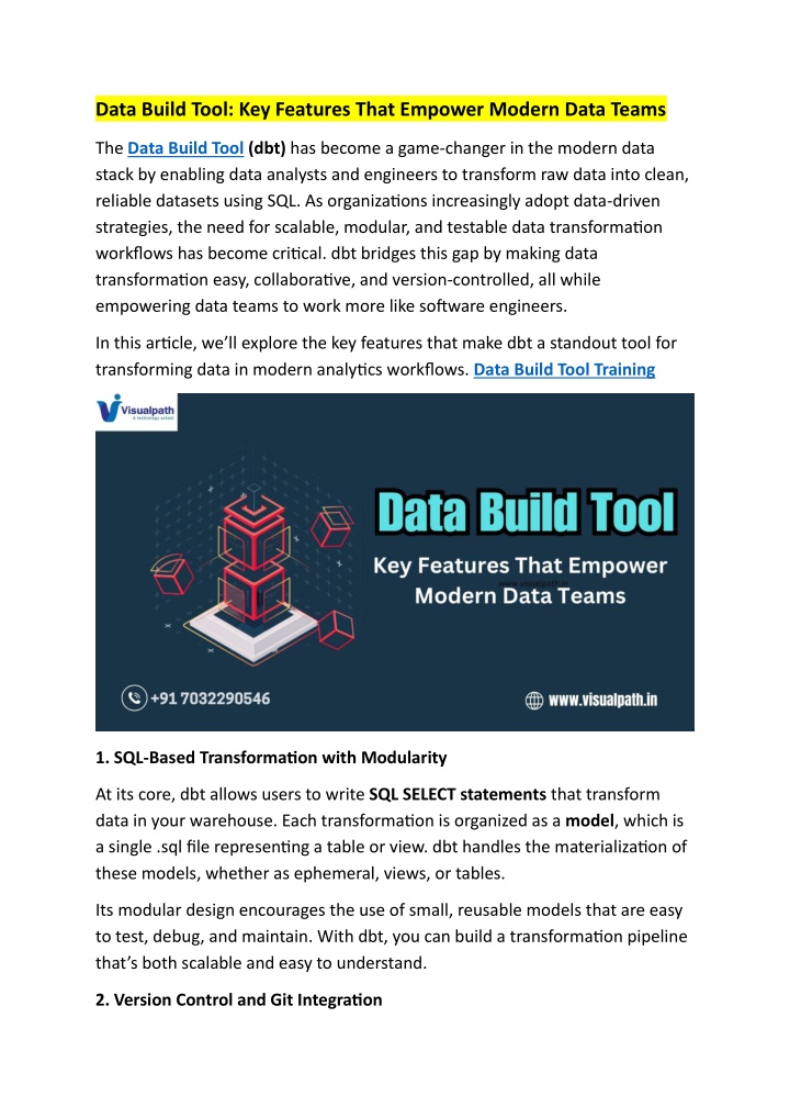 data build tool key features that empower modern n.w
