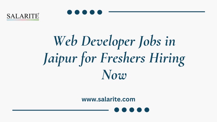 Web Developer Jobs in Jaipur for Freshers Hiring Now