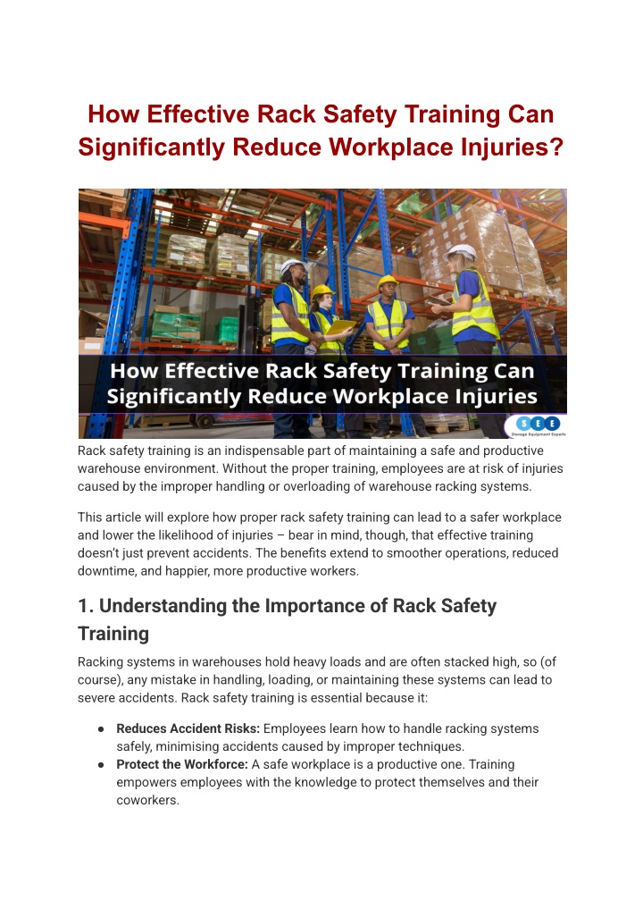 how effective rack safety training n.w