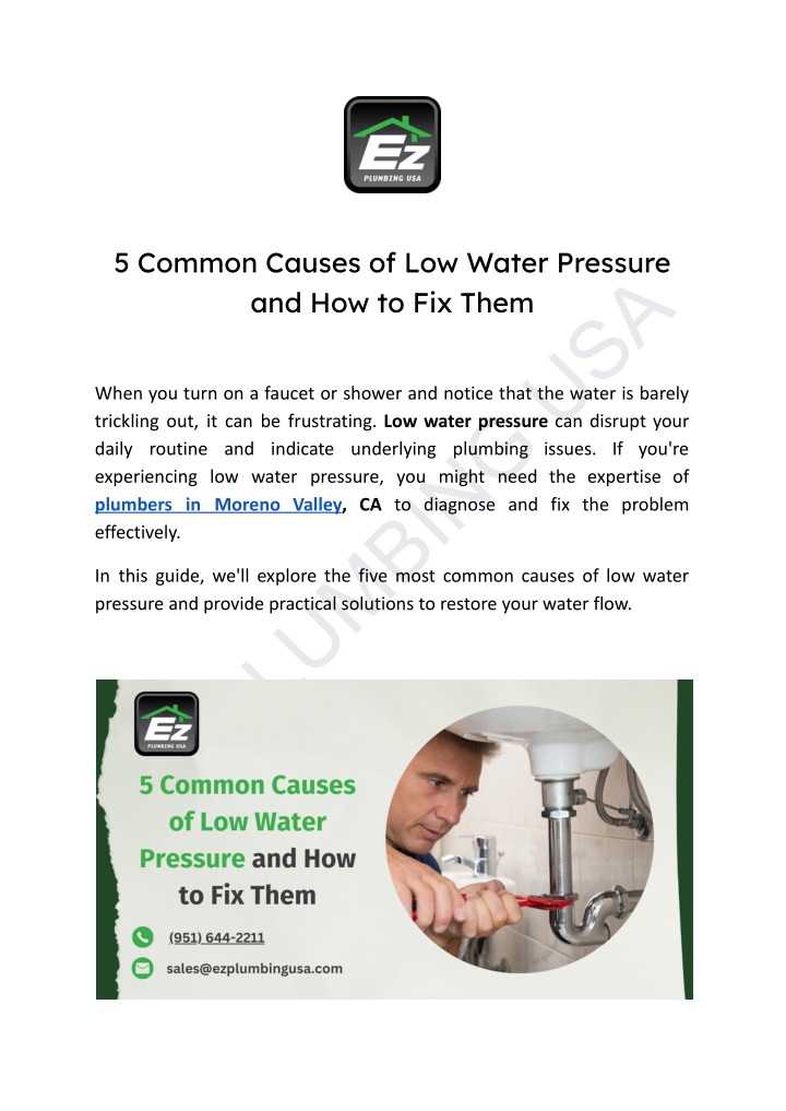 5 common causes of low water pressure n.w