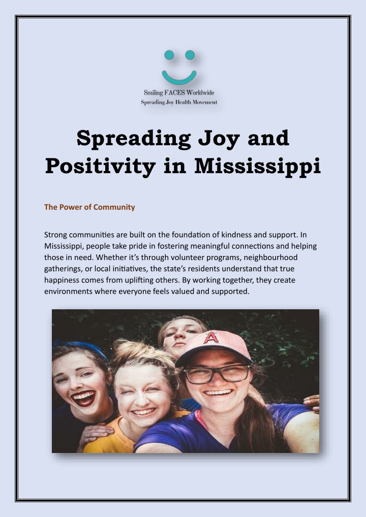 spreading joy and positivity in mississippi n.w