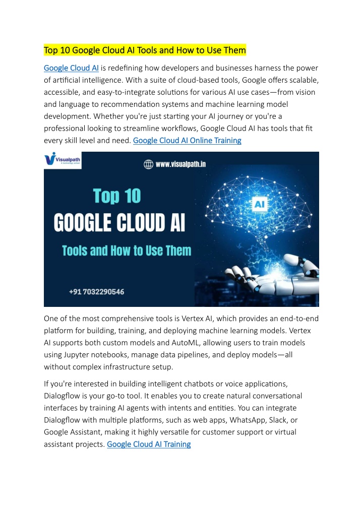 top 10 google cloud ai tools and how to use them n.w