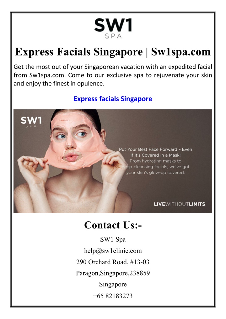 express facials singapore sw1spa com n.w