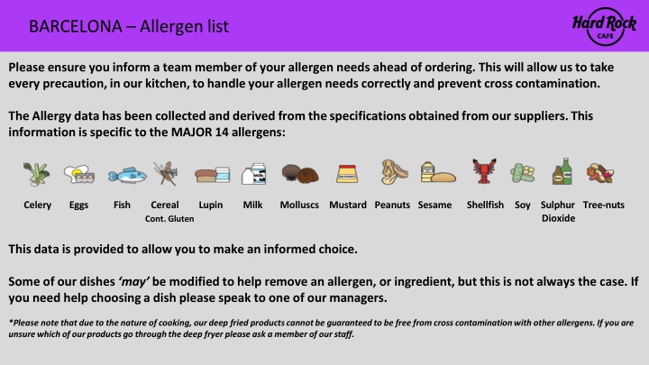barcelona allergen list n.w