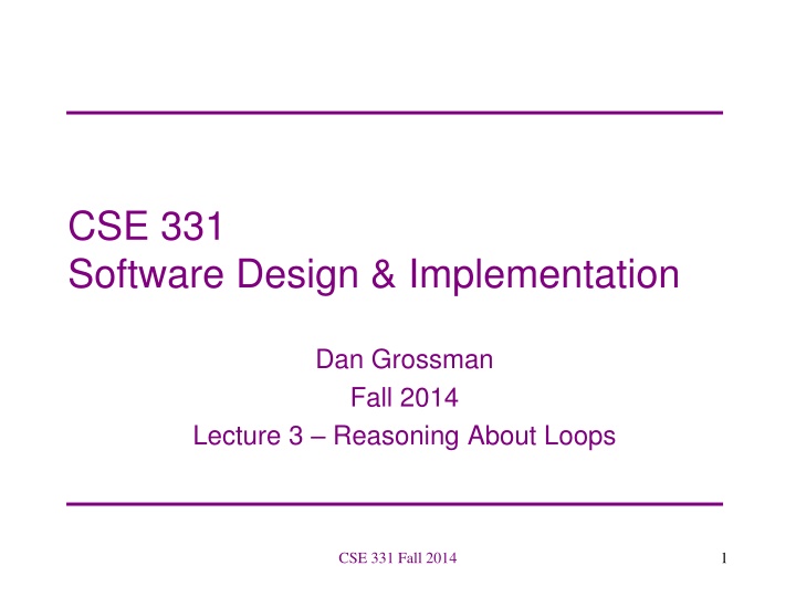 cse 331 software design implementation n.w