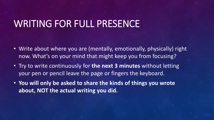 writing for full presence writing for full n.w