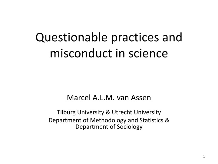 questionable practices and misconduct in science n.w