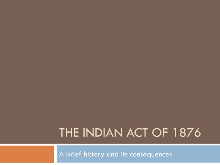 the indian act of 1876 n.w