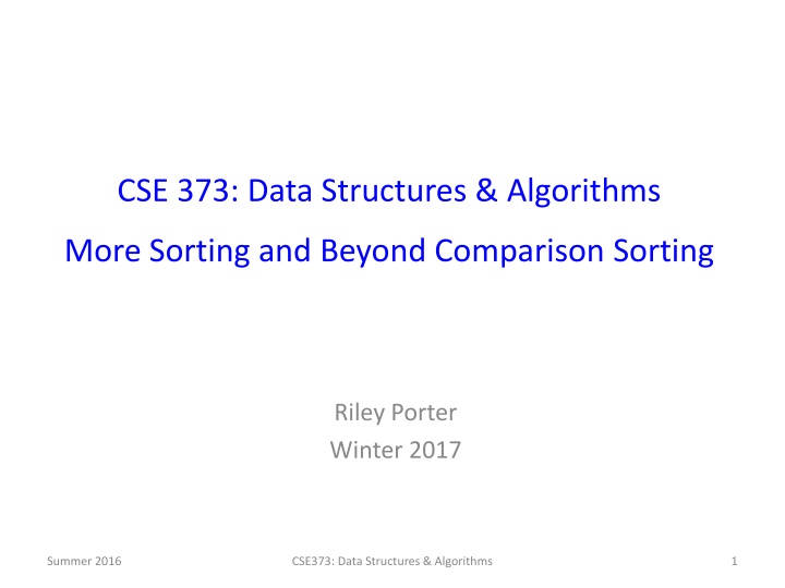Data Structures & Algorithms: Sorting Overview