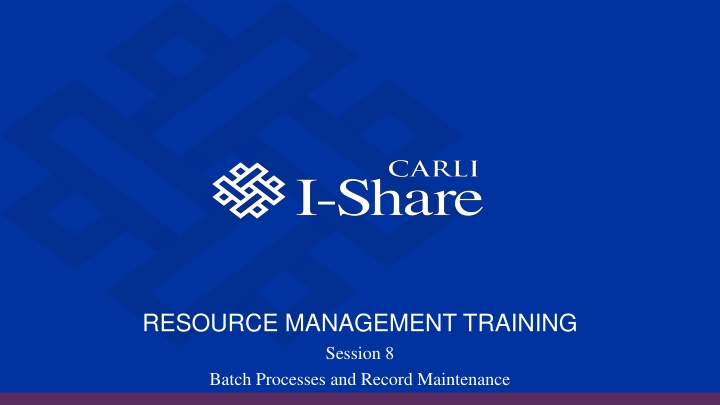 resource management training session 8 batch n.w
