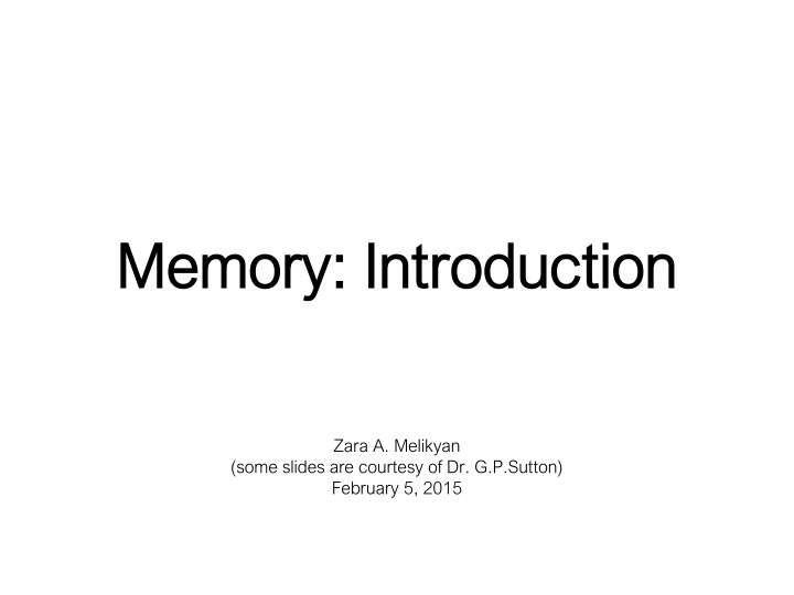 memory introduction memory introduction n.w