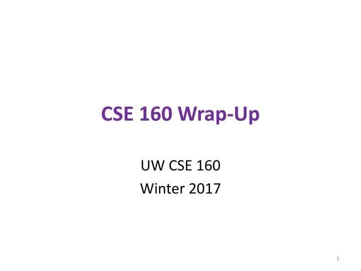 cse 160 wrap up n.w