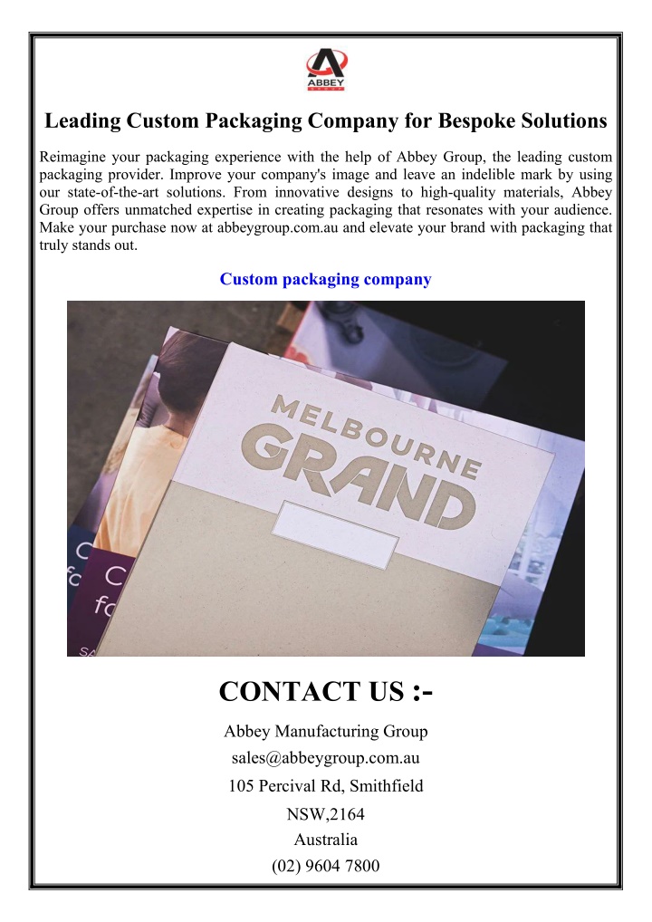 leading custom packaging company for bespoke n.w