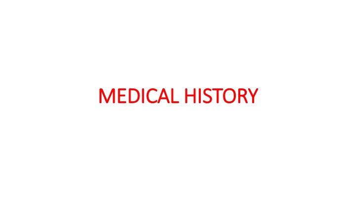 Guide to Taking Medical Histories