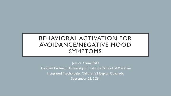 behavioral activation for avoidance negative mood n.w