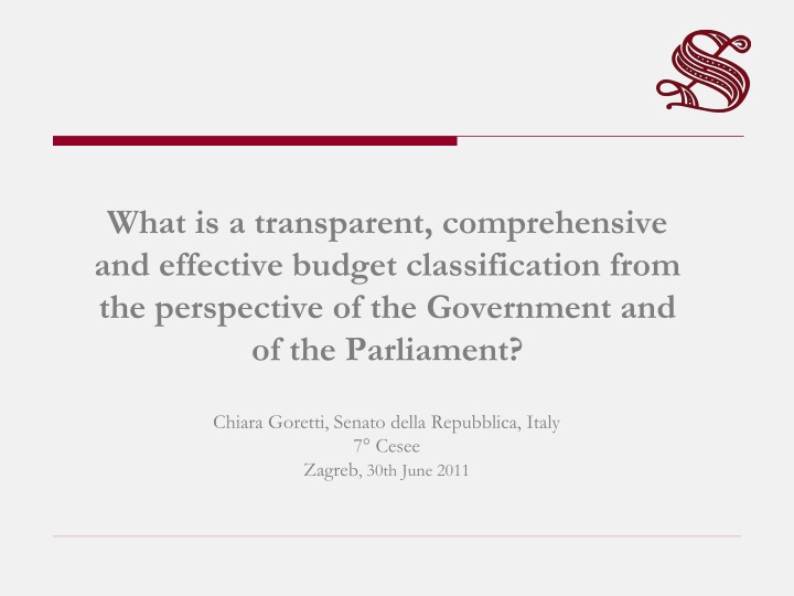 Transparent and Effective Budget Classification for Government and Parliament