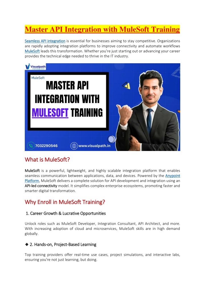 master api integration with mulesoft training n.w
