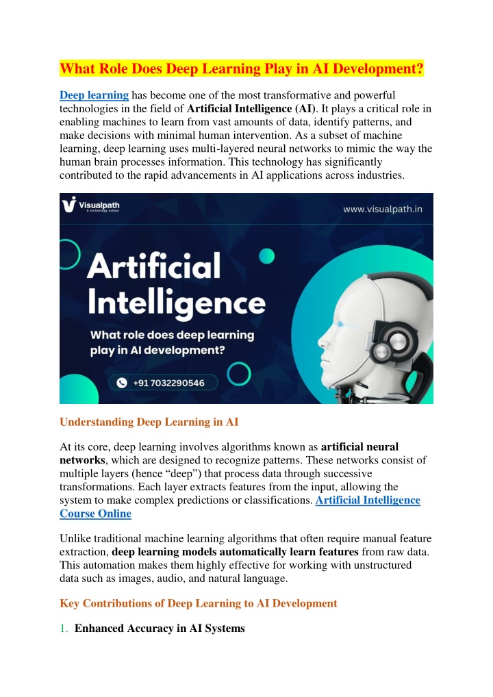 what role does deep learning play n.w