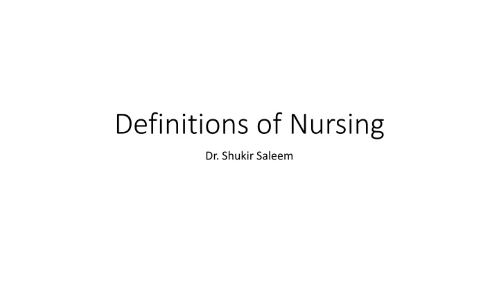 definitions of nursing n.w
