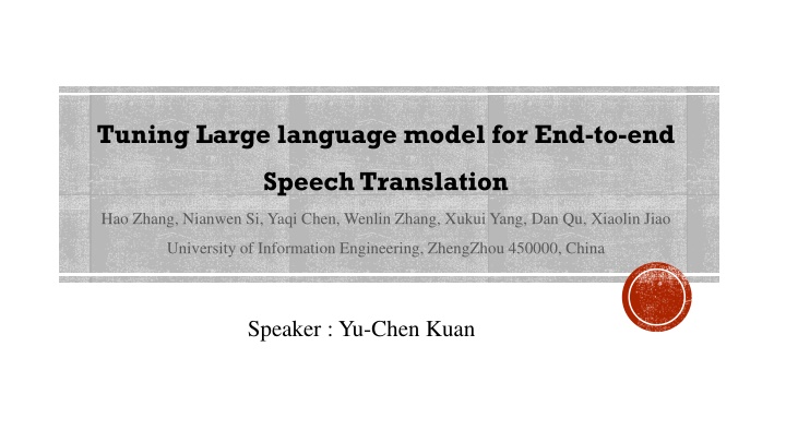 tuning large language model for end to end n.w