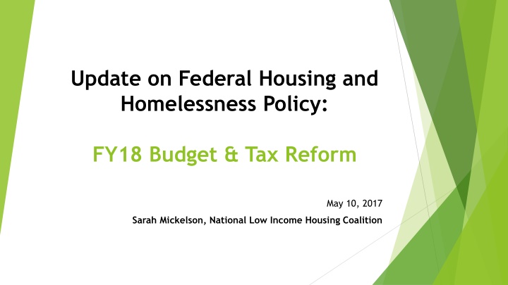 update on federal housing and homelessness policy n.w