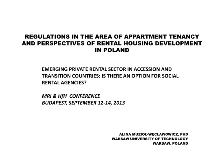 regulations in the area of appartment tenancy n.w