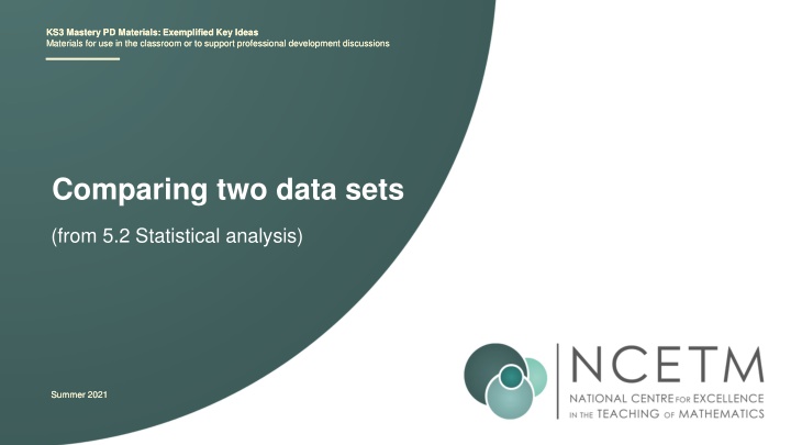 Key Ideas for Statistical Analysis in KS3
