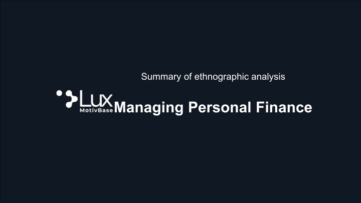 summary of ethnographic analysis n.w