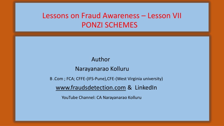 lessons on fraud awareness lesson vii ponzi n.w