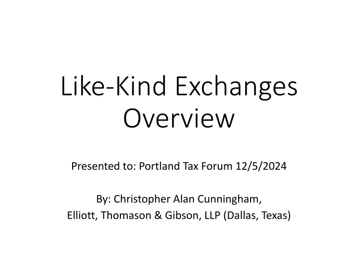 like kind exchanges overview n.w