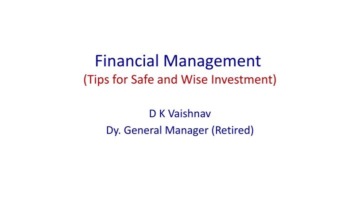 financial management tips for safe and wise n.w