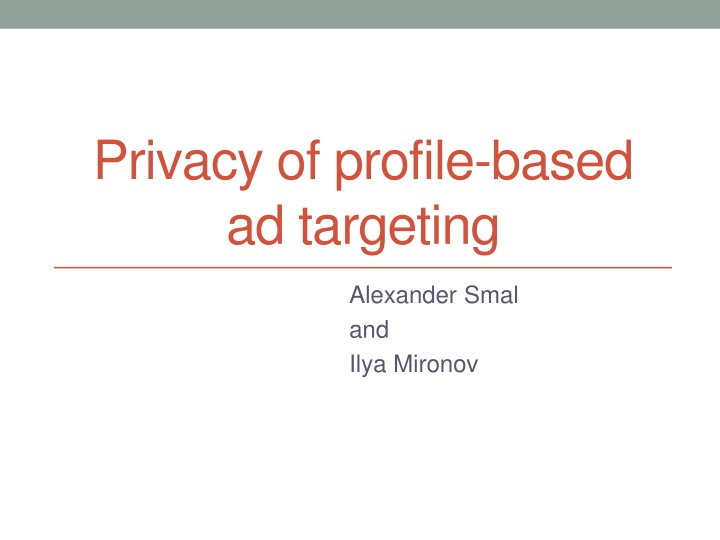 privacy of profile based ad targeting n.w