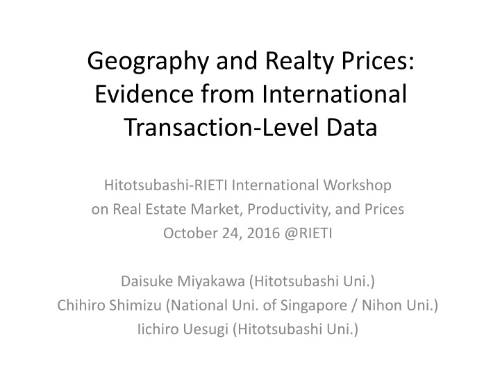 geography and realty prices evidence from n.w
