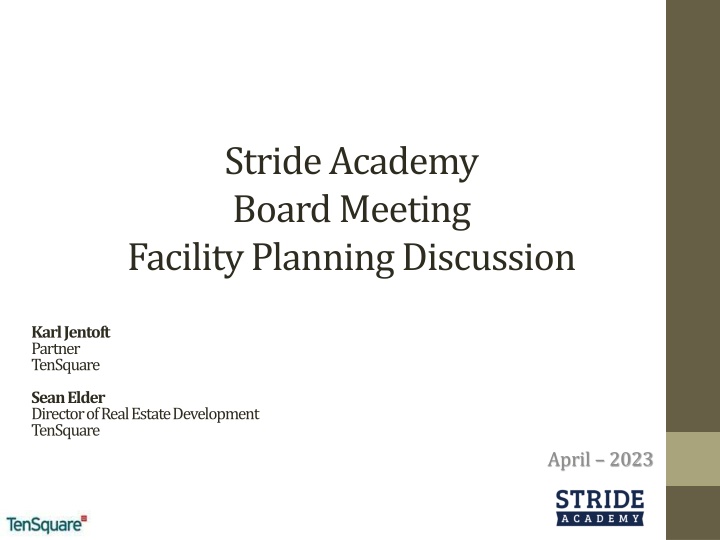 stride academy board meeting facility planning n.w