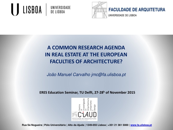 a common research agenda in real estate n.w