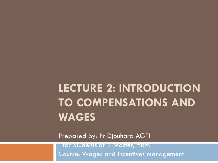 lecture 2 introduction to compensations and wages n.w
