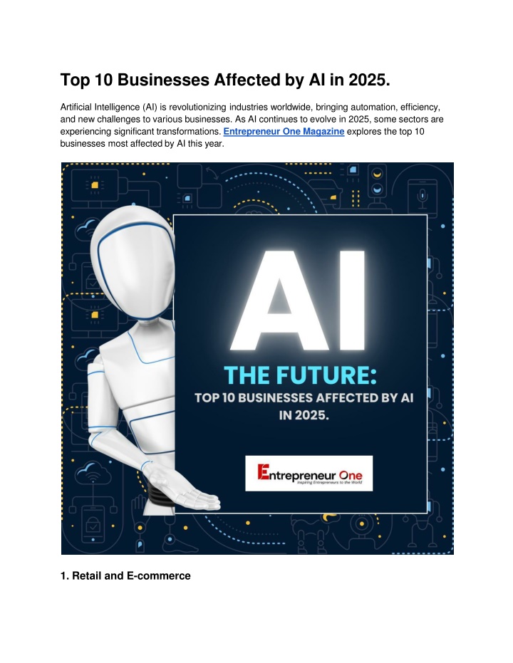 Top 10 Businesses Affected by AI in 2025.