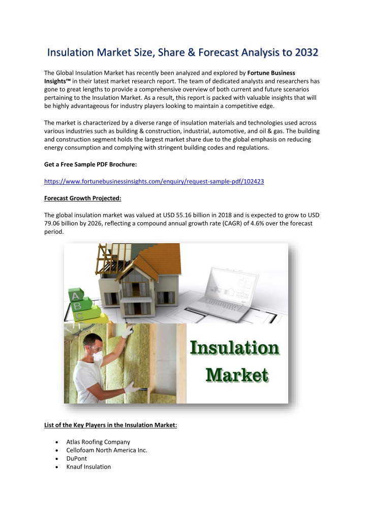 insulation market size share forecast analysis n.w