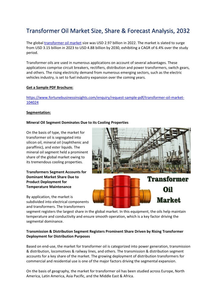 transformer oil market size share forecast n.w
