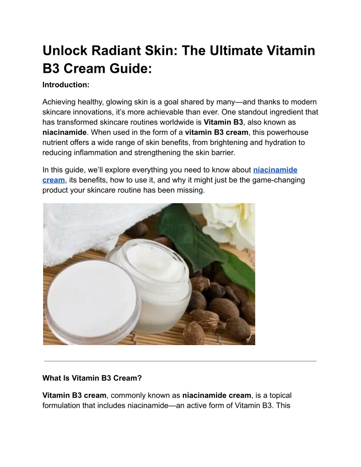 unlock radiant skin the ultimate vitamin b3 cream n.w