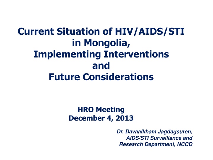 current situation of hiv aids sti in mongolia n.w
