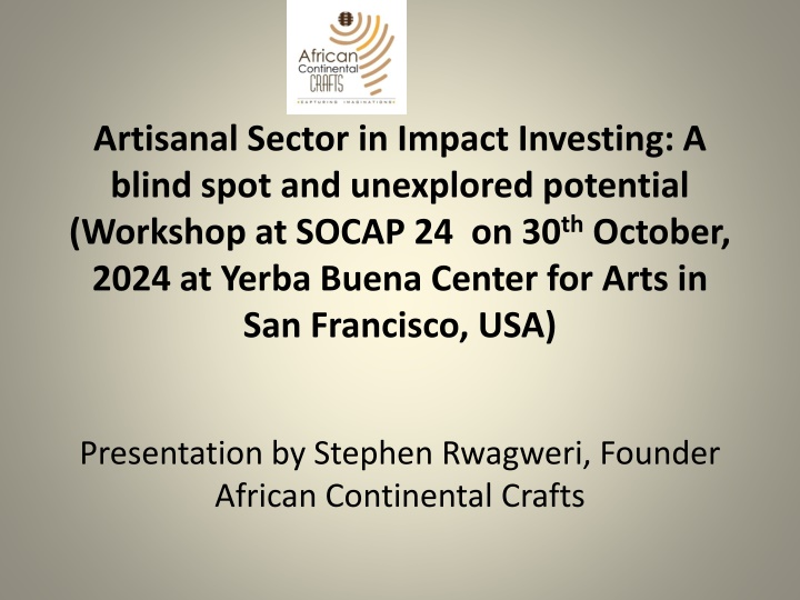artisanal sector in impact investing a blind spot n.w