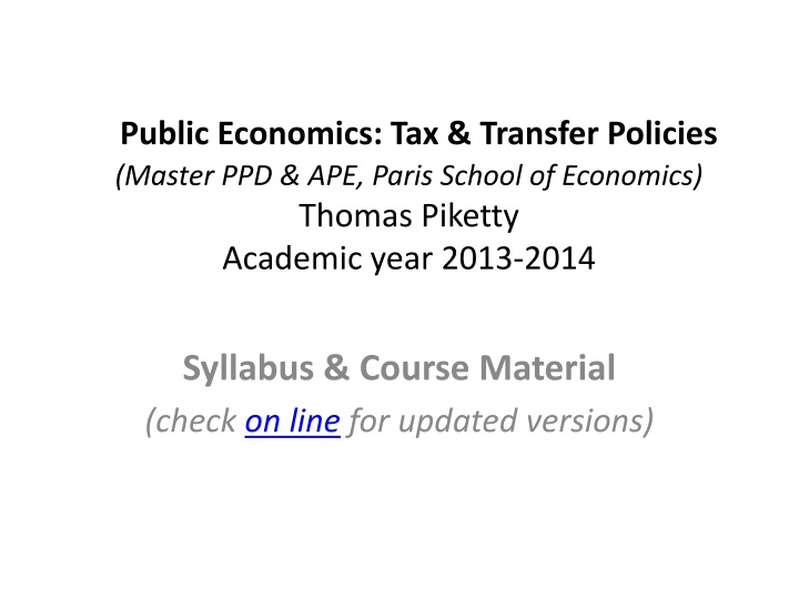 public economics tax transfer policies master n.w