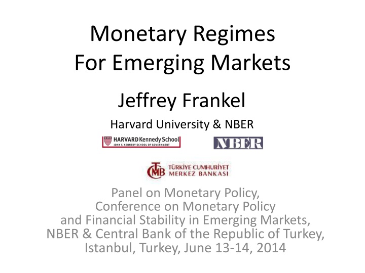 monetary regimes for emerging markets n.w