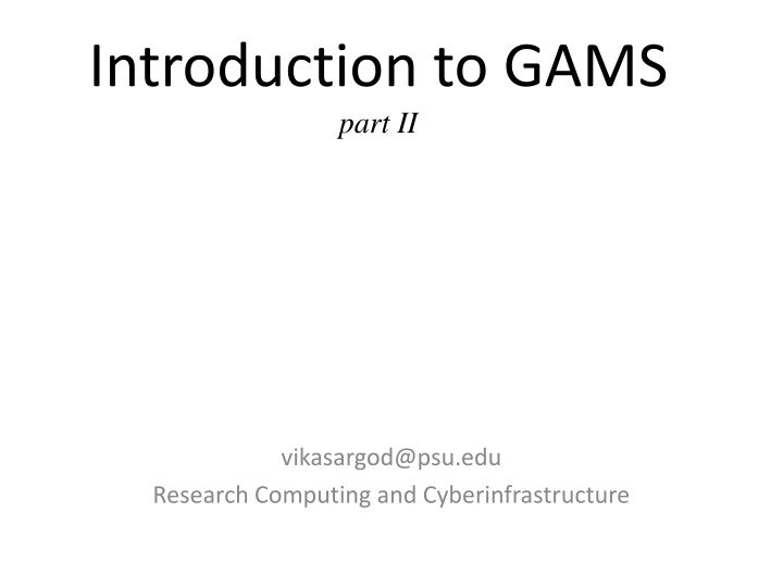 introduction to gams part ii n.w