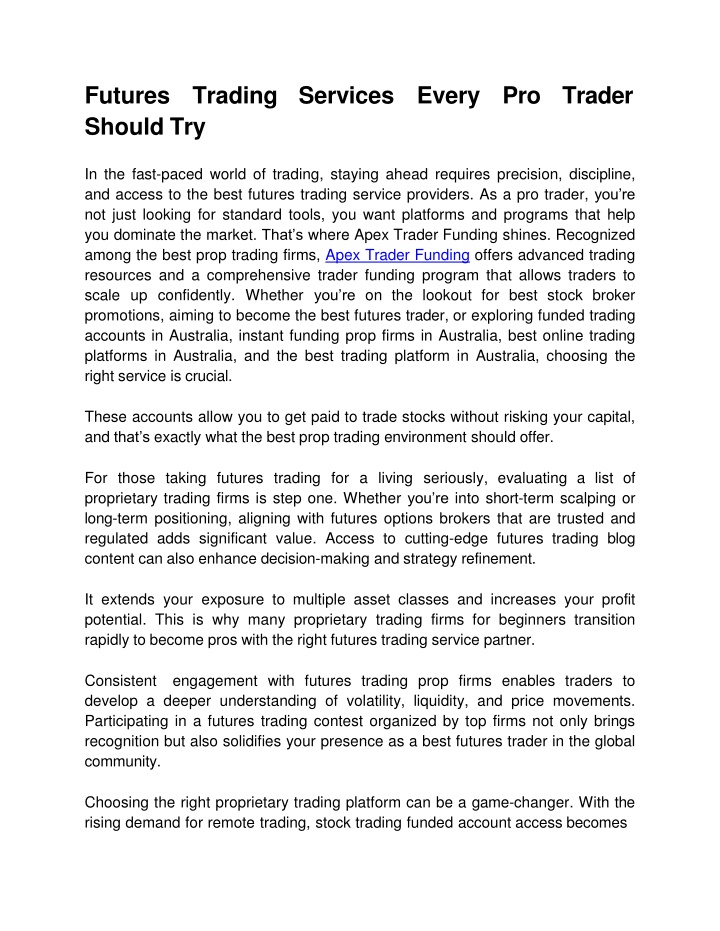 Futures Trading Services Every Pro Trader Should Try