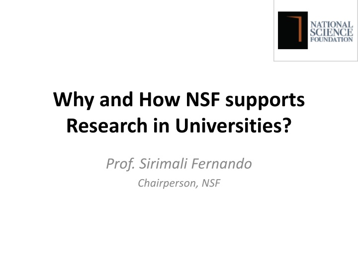 why and how nsf supports research in universities n.w