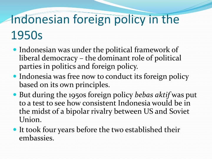 indonesian foreign policy in the 1950s indonesian n.w