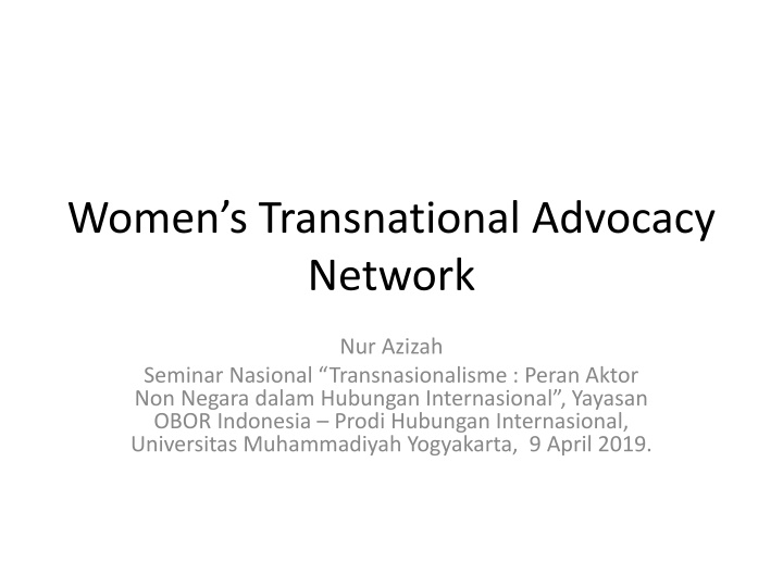 women s transnational advocacy network n.w